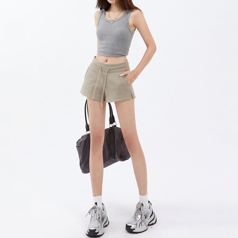 Women's Shorts High-Waist Drawstring Casual Shorts for Summer Loose and Versatile Sports Hot Pants