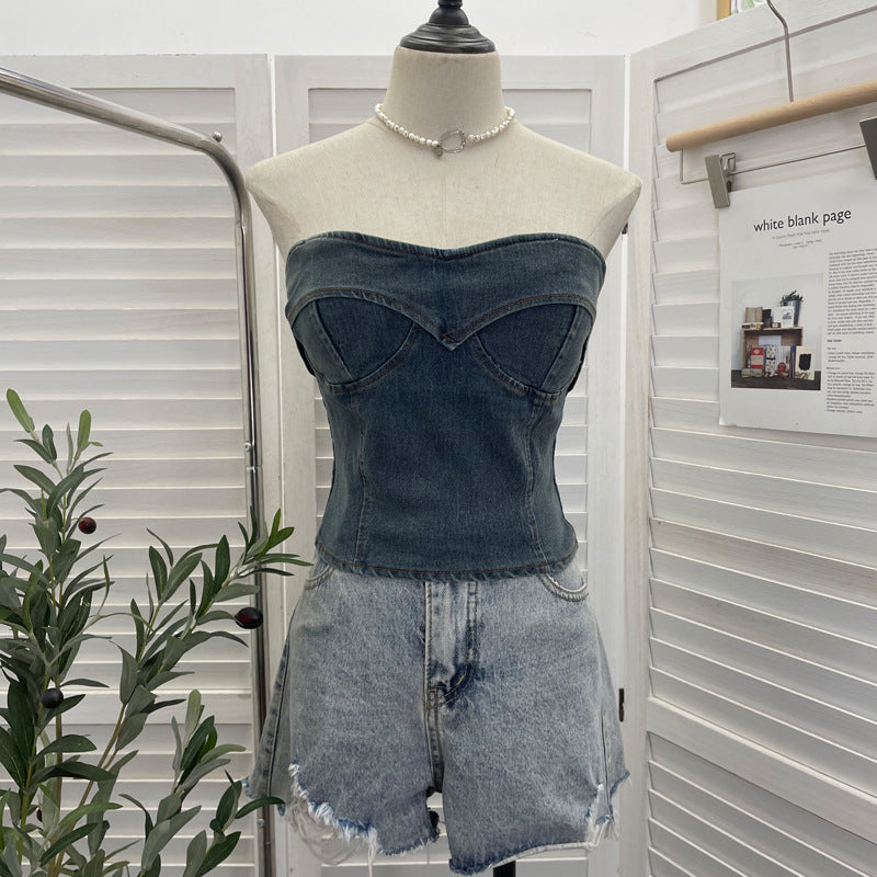 Cowboy strapless sleeveless top