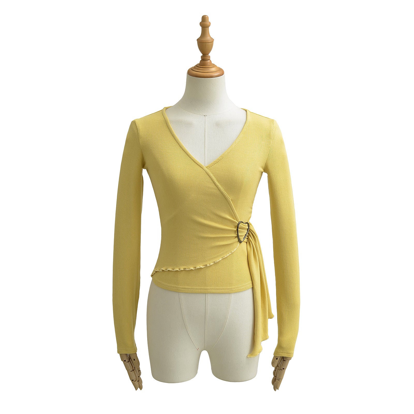 V-neck waist cinched top