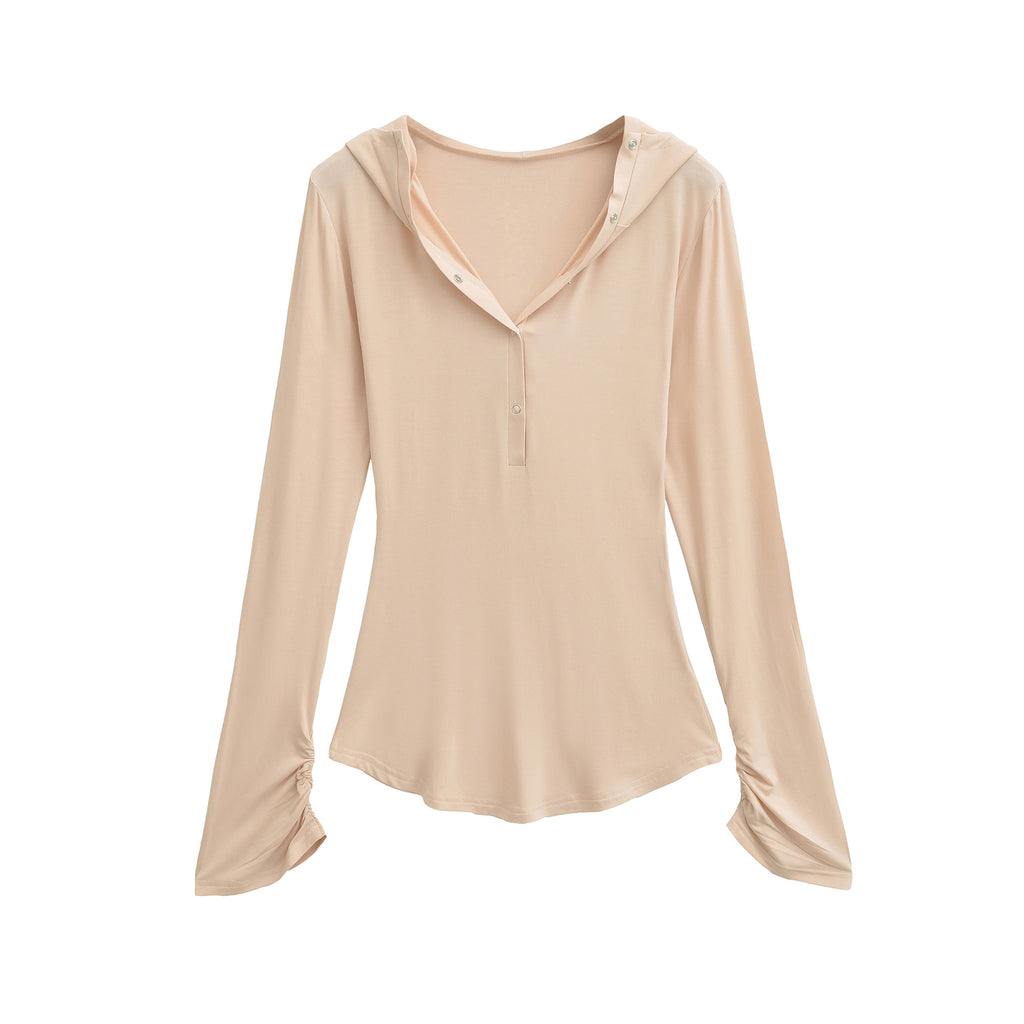 V-neck slim fit long sleeved top