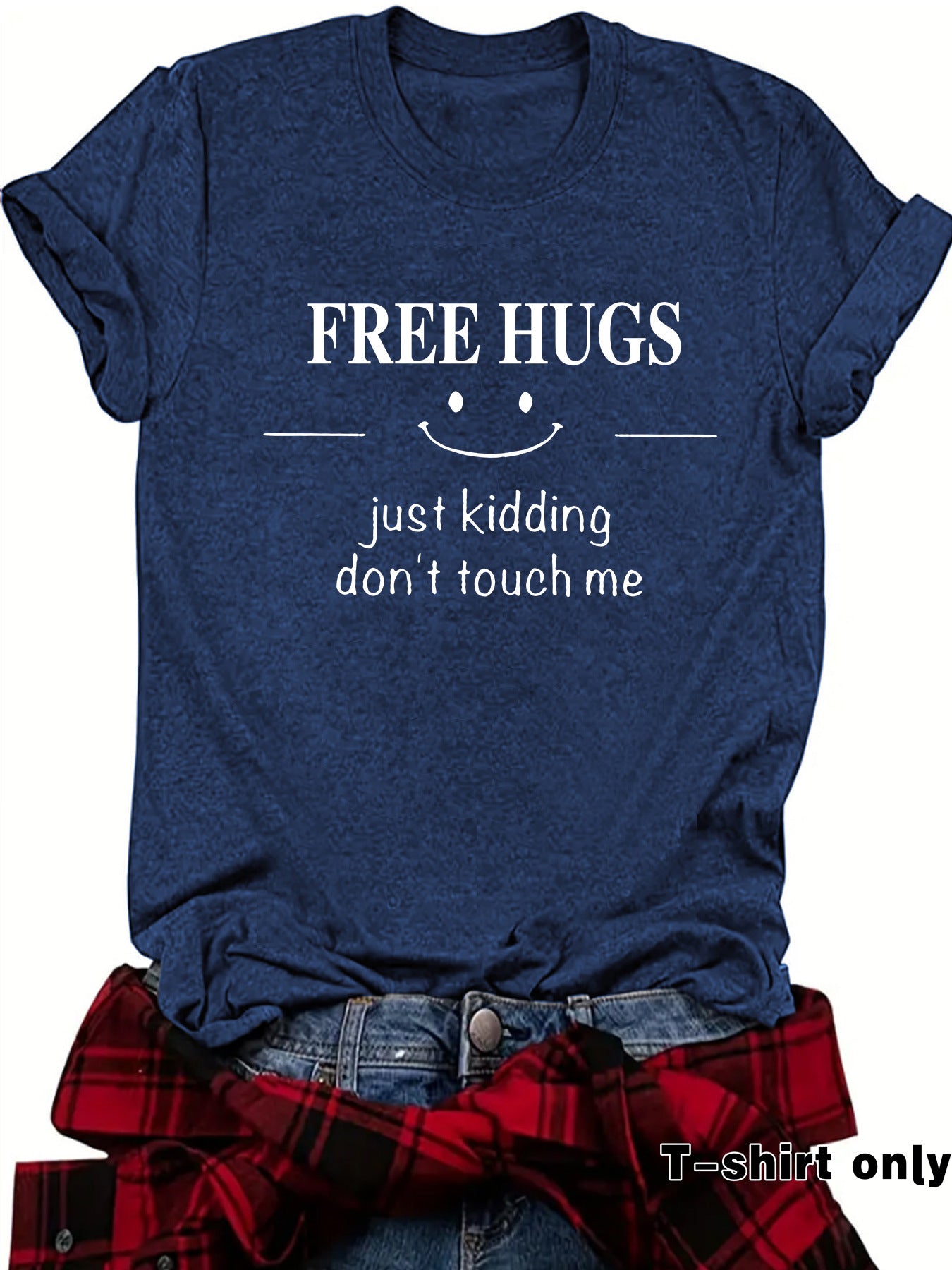 Short sleeved FREE HUGS smiley face pattern