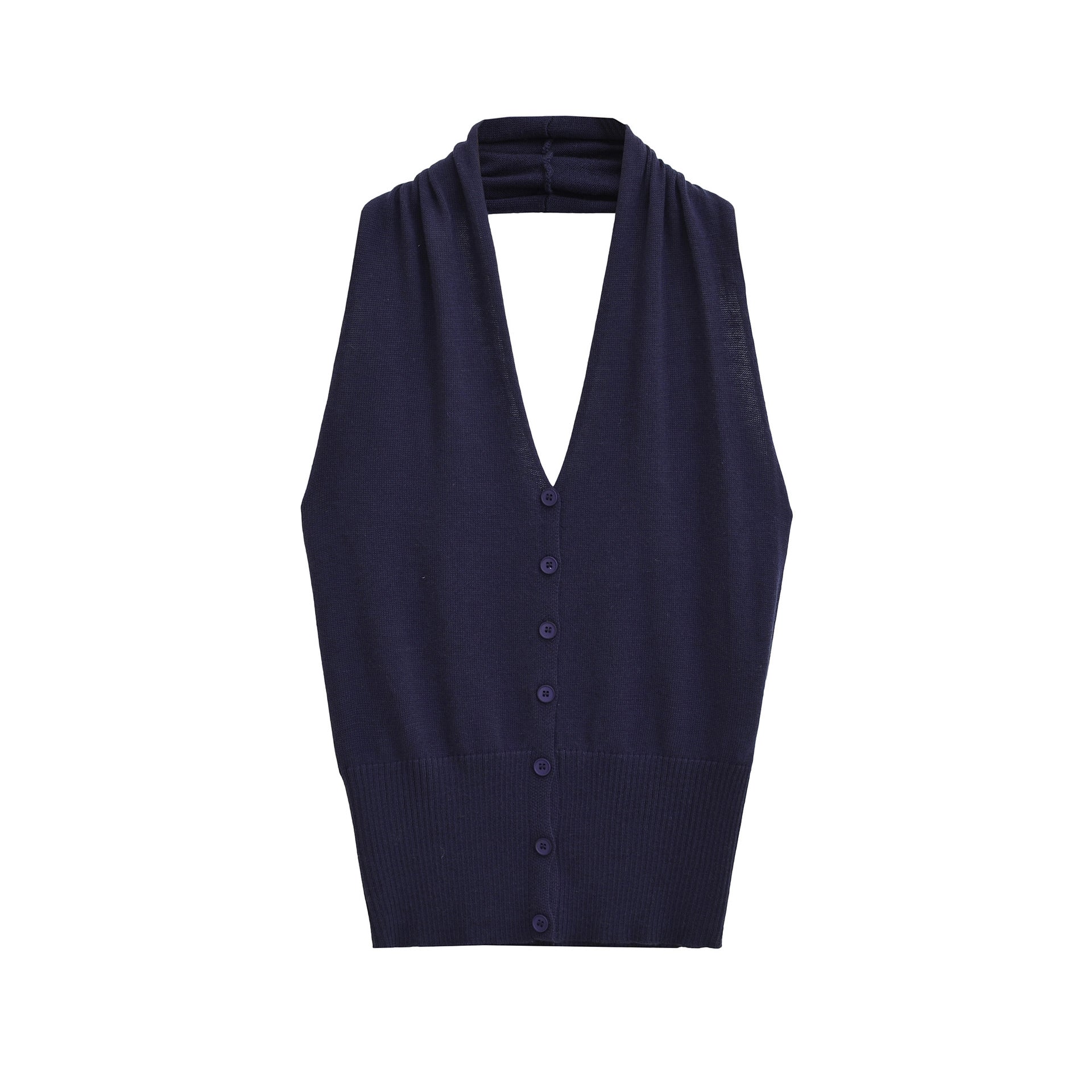 Sleeveless button up neck top