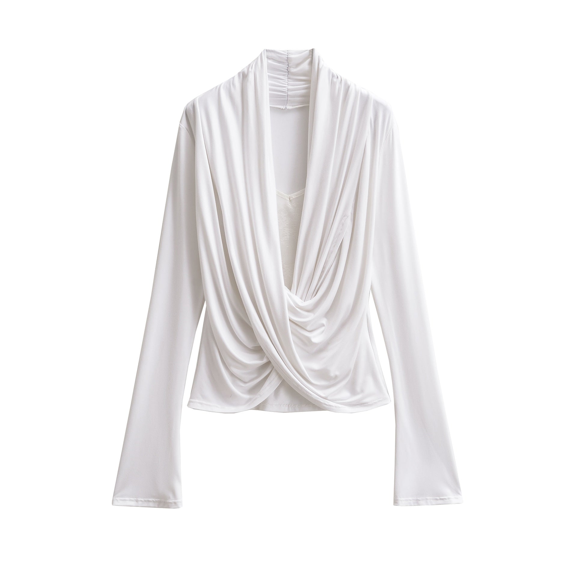 Lace patchwork with slightly flared sleeves as a base shirt