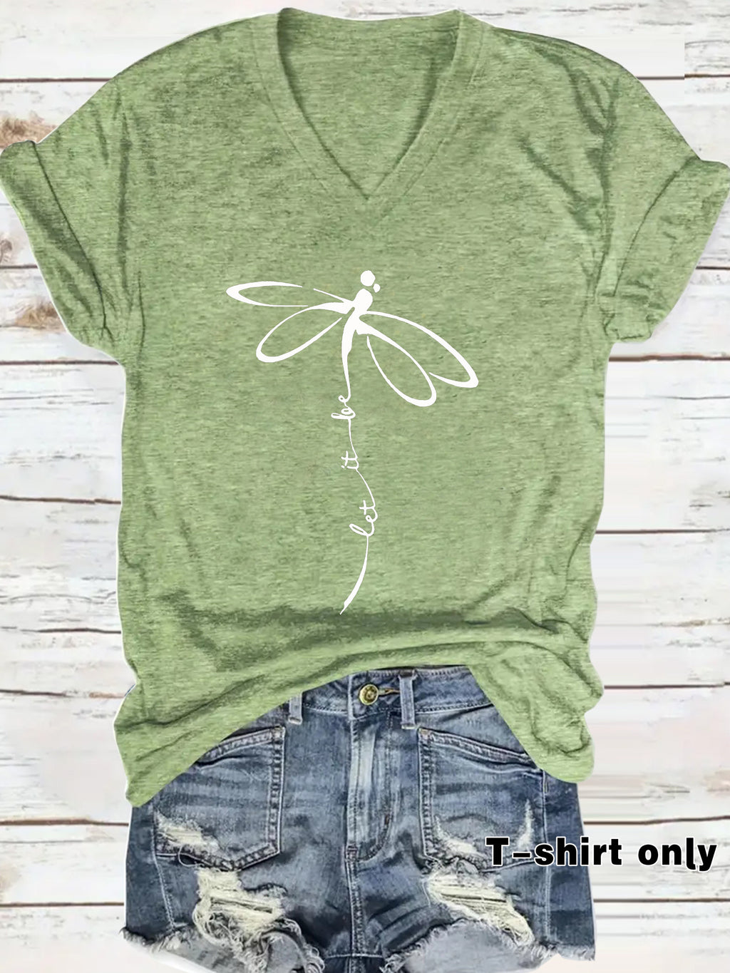 Short sleeved dragonfly print