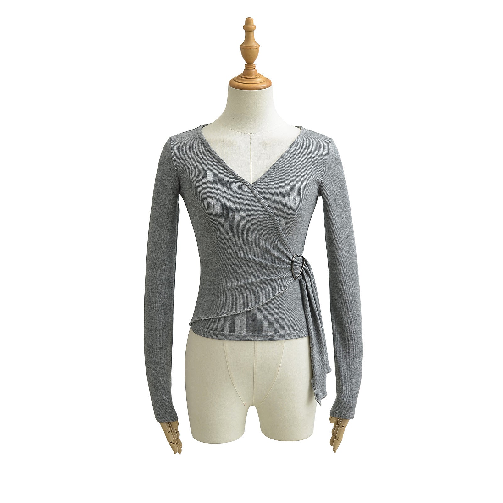 V-neck waist cinched top