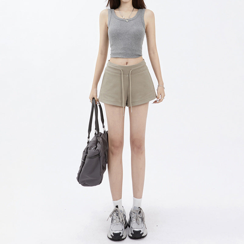 Women's Shorts High-Waist Drawstring Casual Shorts for Summer Loose and Versatile Sports Hot Pants