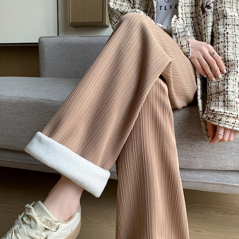 Velvet wide leg pants for women