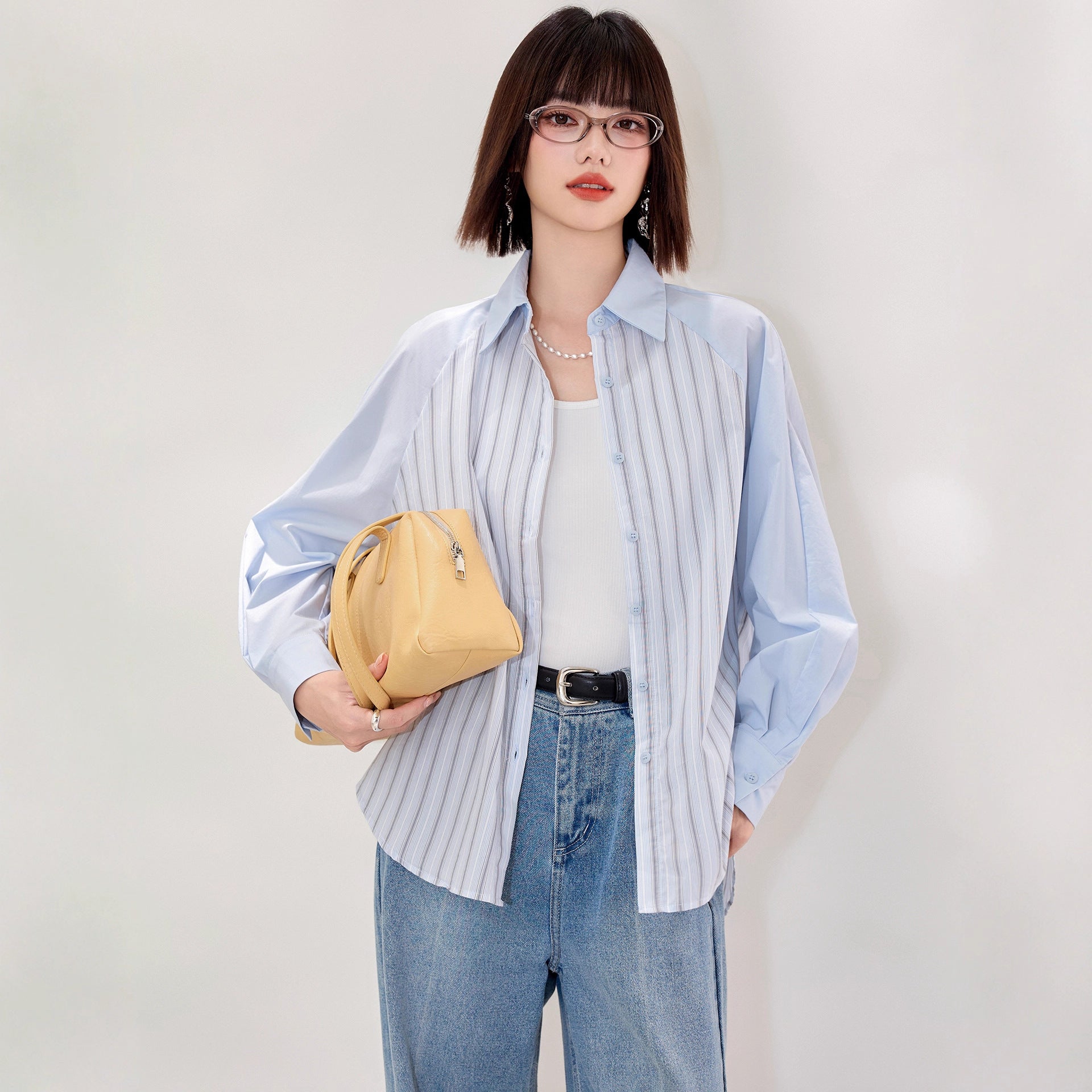 Striped Shirt Women's Blazer Autumn Long Sleeve Design Sense Unique Fashion New Loose Vintage Early Autumn Top Blouse