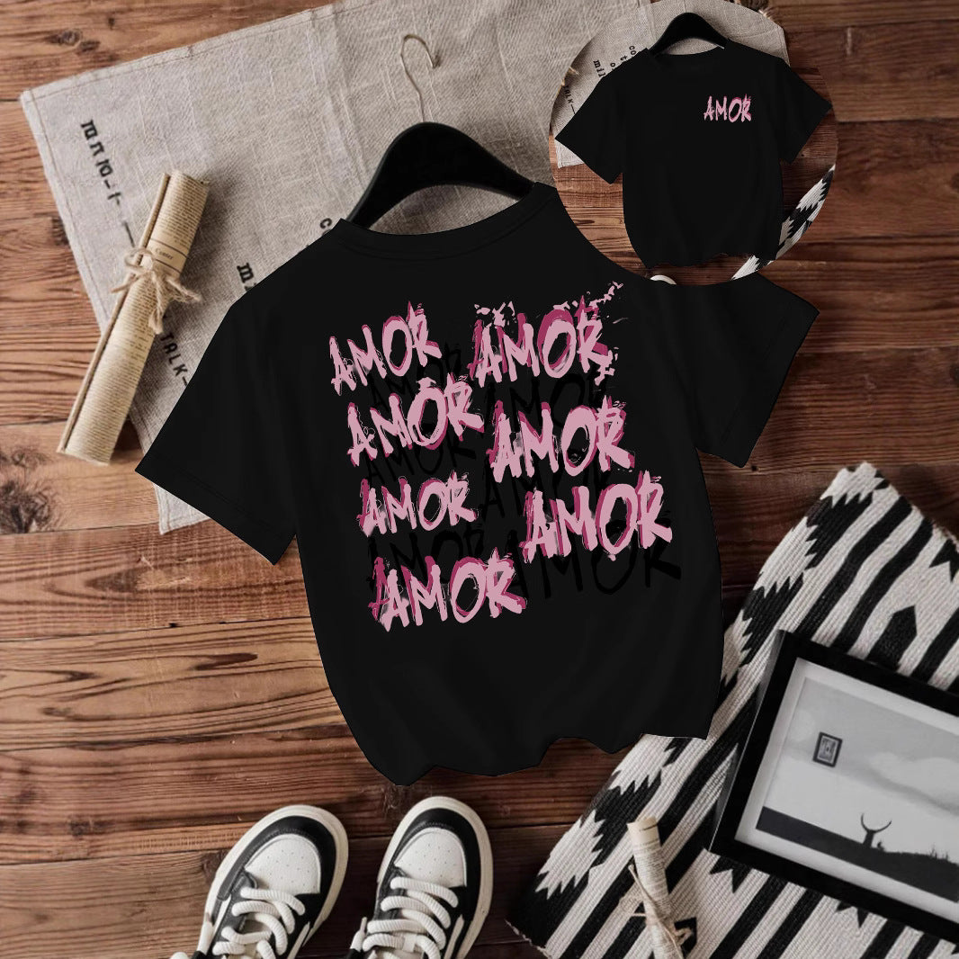 Cool letter printed short sleeved shirt