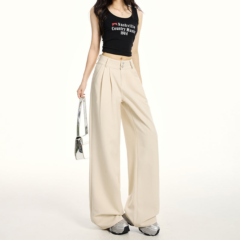 Wide-Leg Jeans Summer Lightweight Wrinkle-Resistant Drapey Four-Way Stretch Loose Pleated Straight Pants