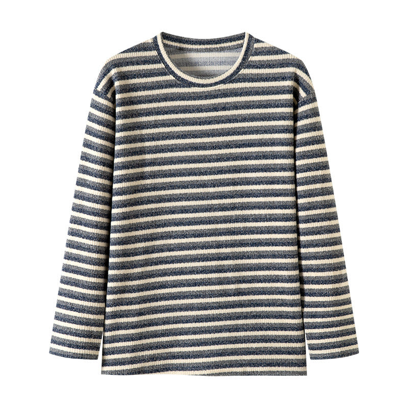 Striped round neck loose T-shirt top