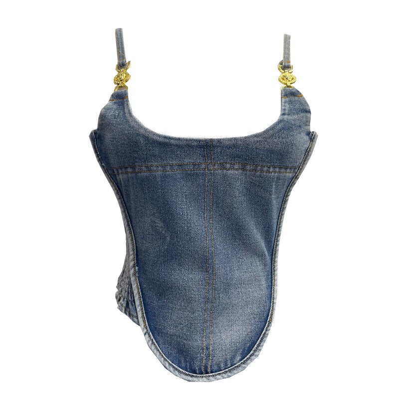 Open back zipper irregular top