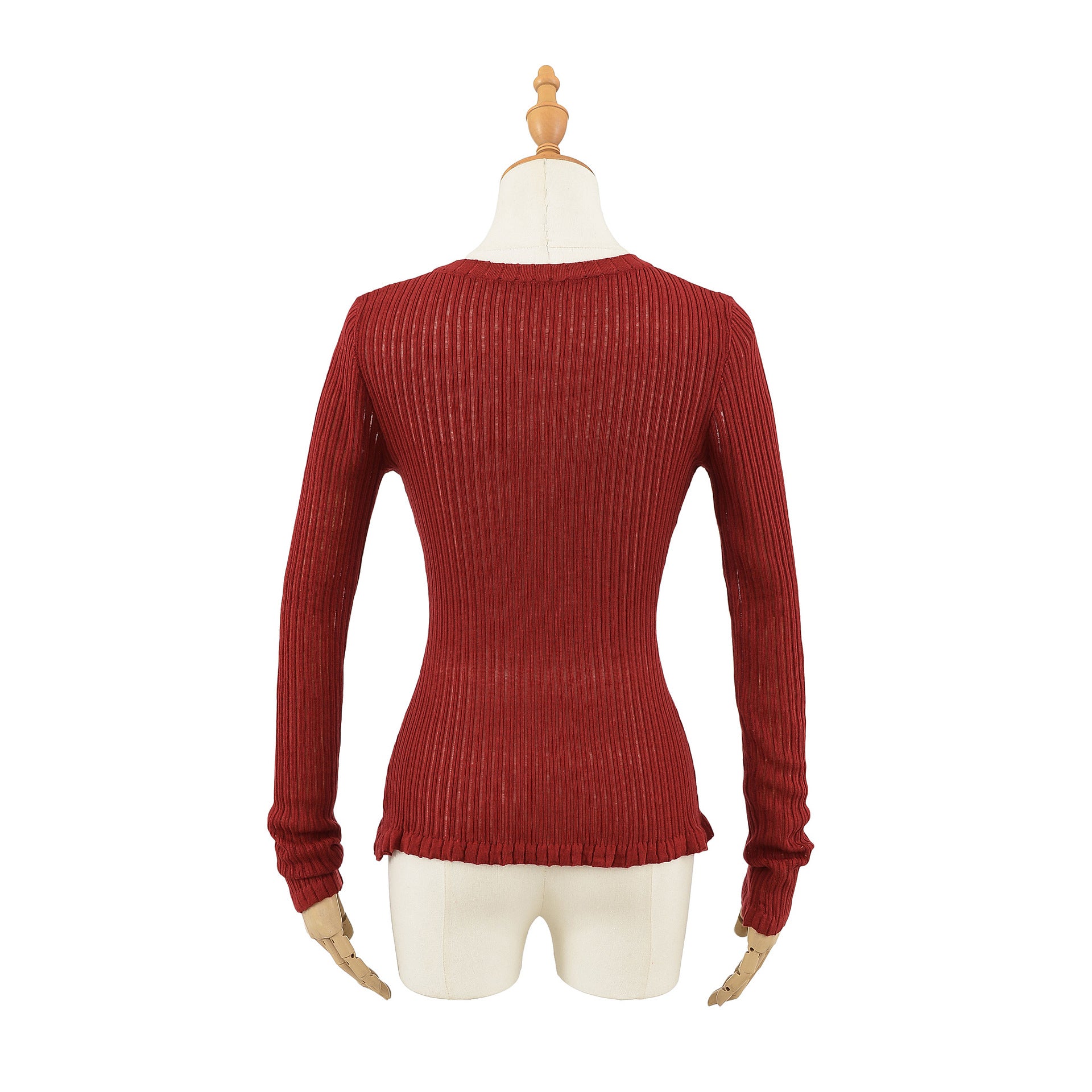 V-neck strap slim fit long sleeved top