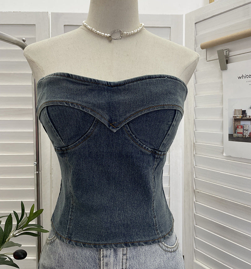 Cowboy strapless sleeveless top