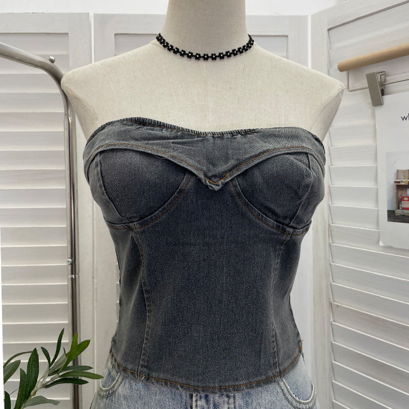 Cowboy strapless sleeveless top