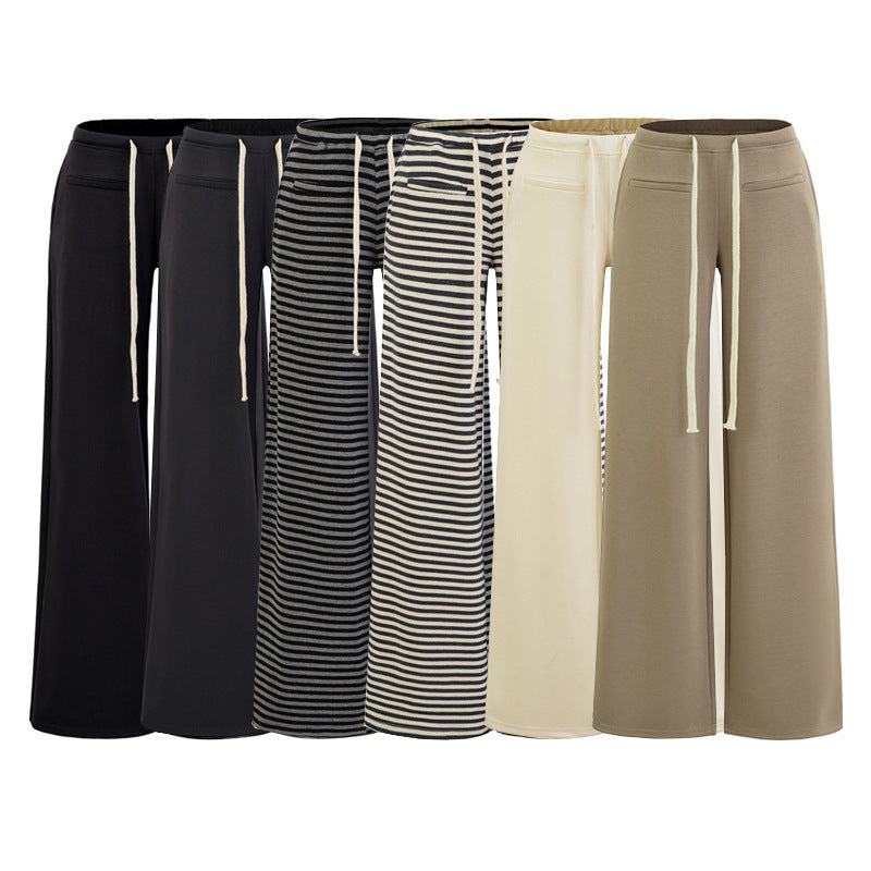 Striped straight leg low waisted pants