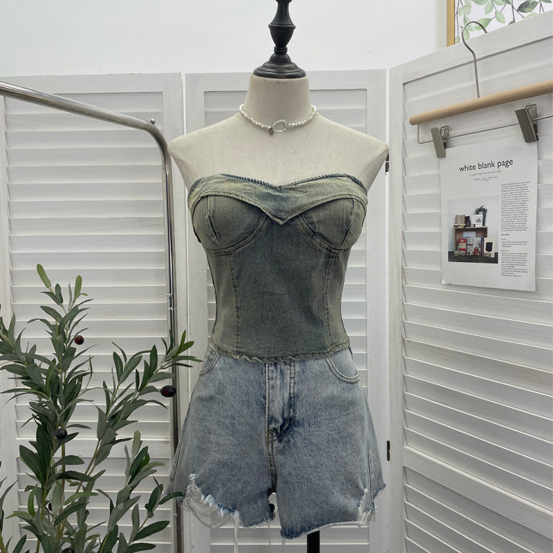 Cowboy strapless sleeveless top