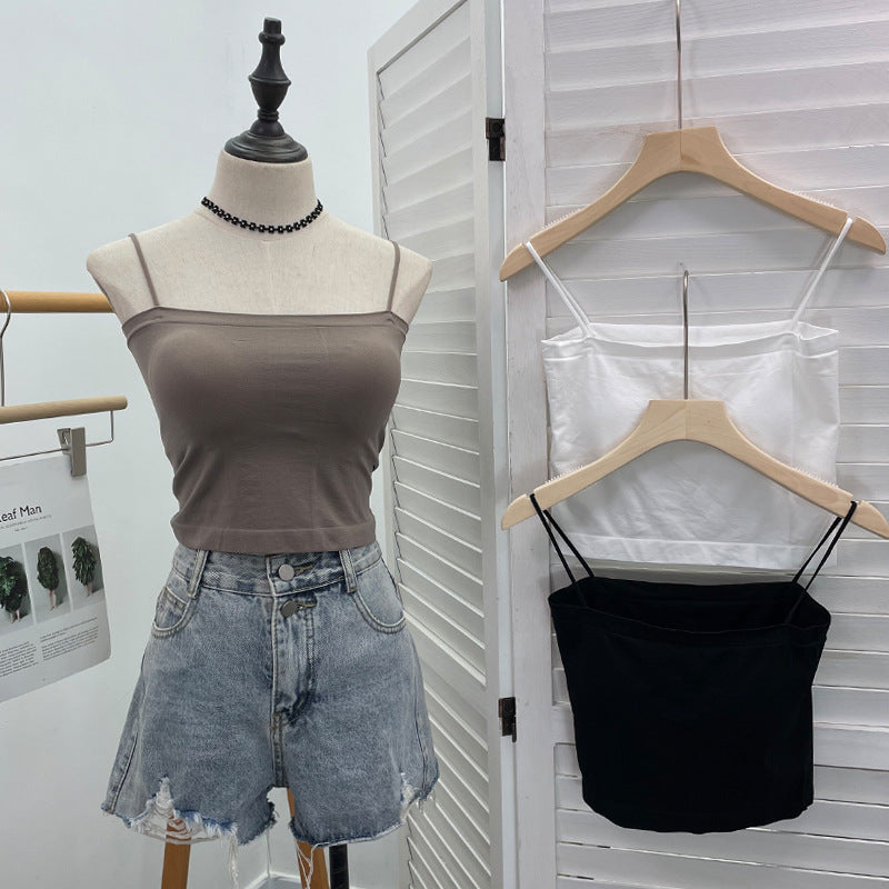 Strap vest strapless short sleeveless top