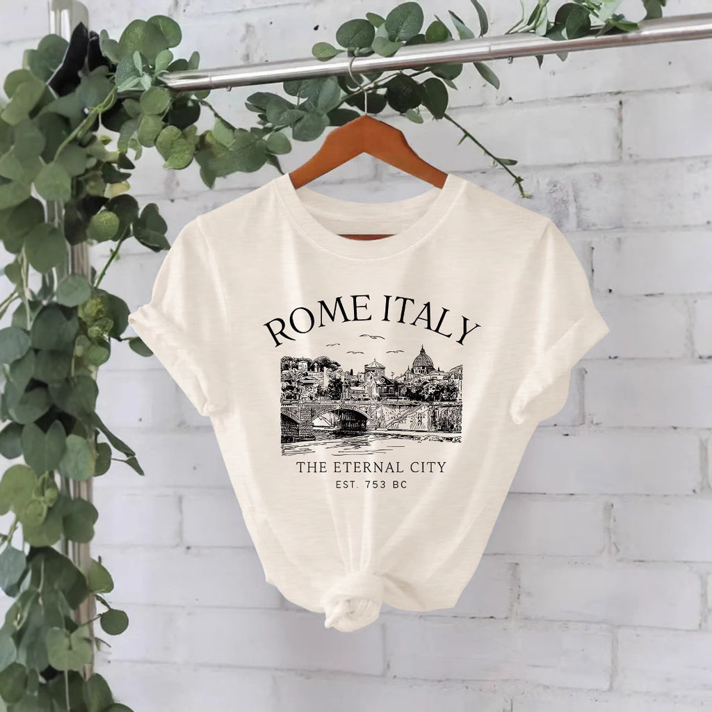 Round neck short sleeved t-shirt ROME city print