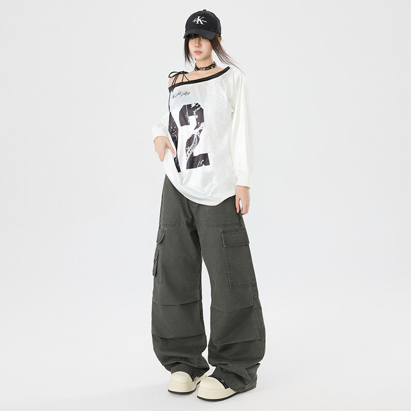 Women's Casual Pants Cleanfit Loose Multi-Pocket Functional Straight Leg Pants