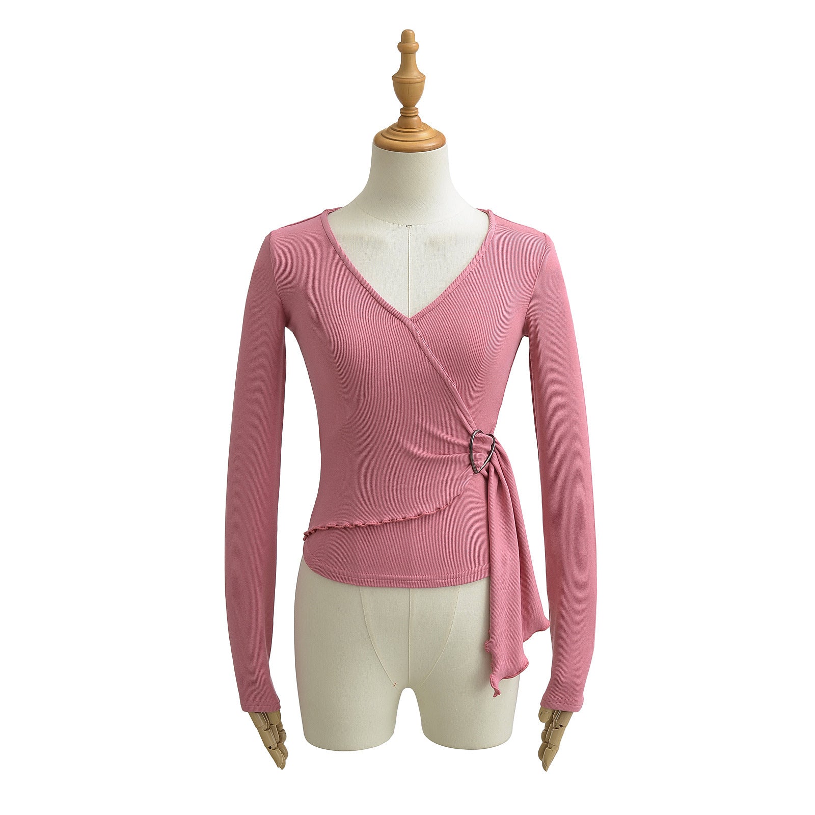 V-neck waist cinched top