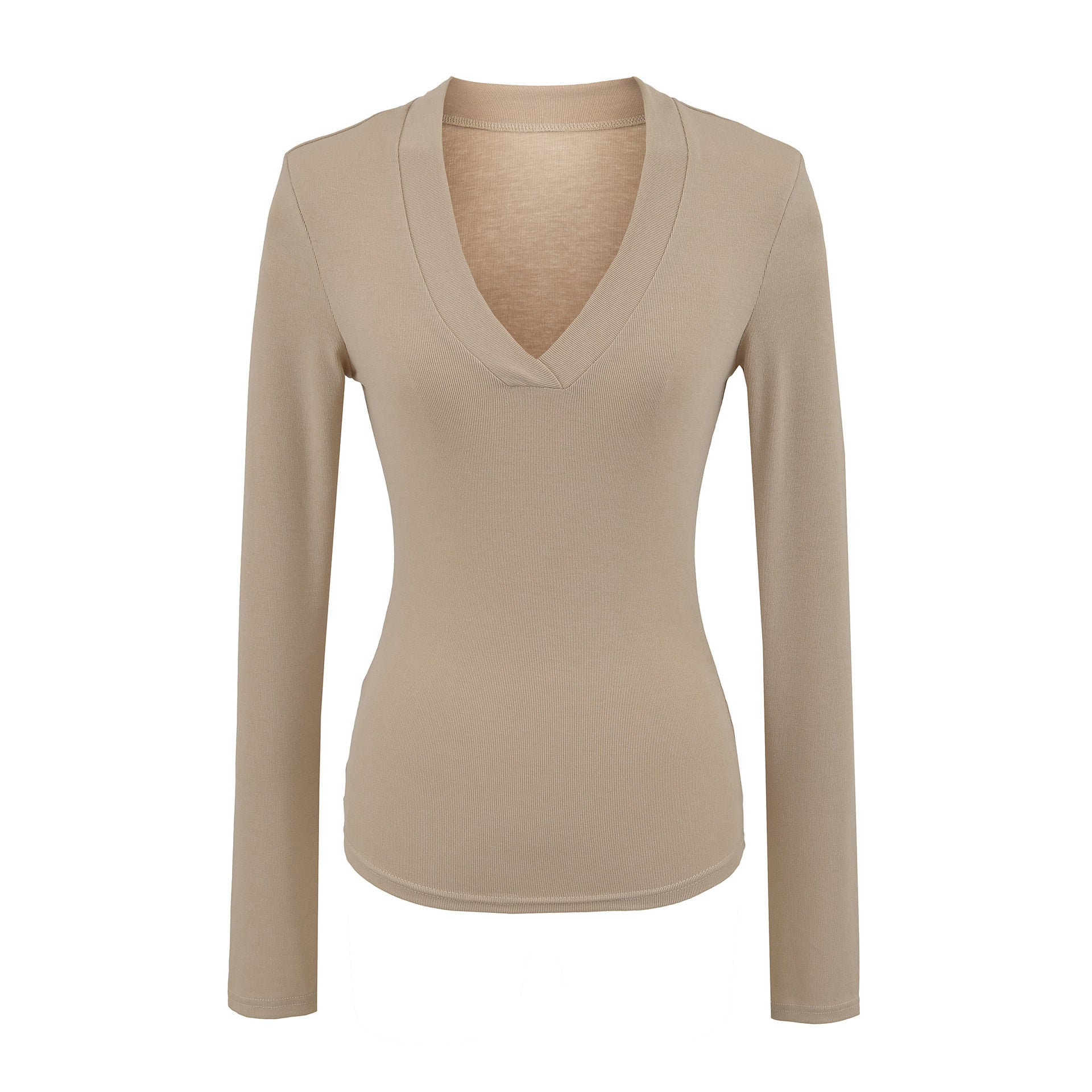 V-neck slim fit long sleeved T-shirt for women