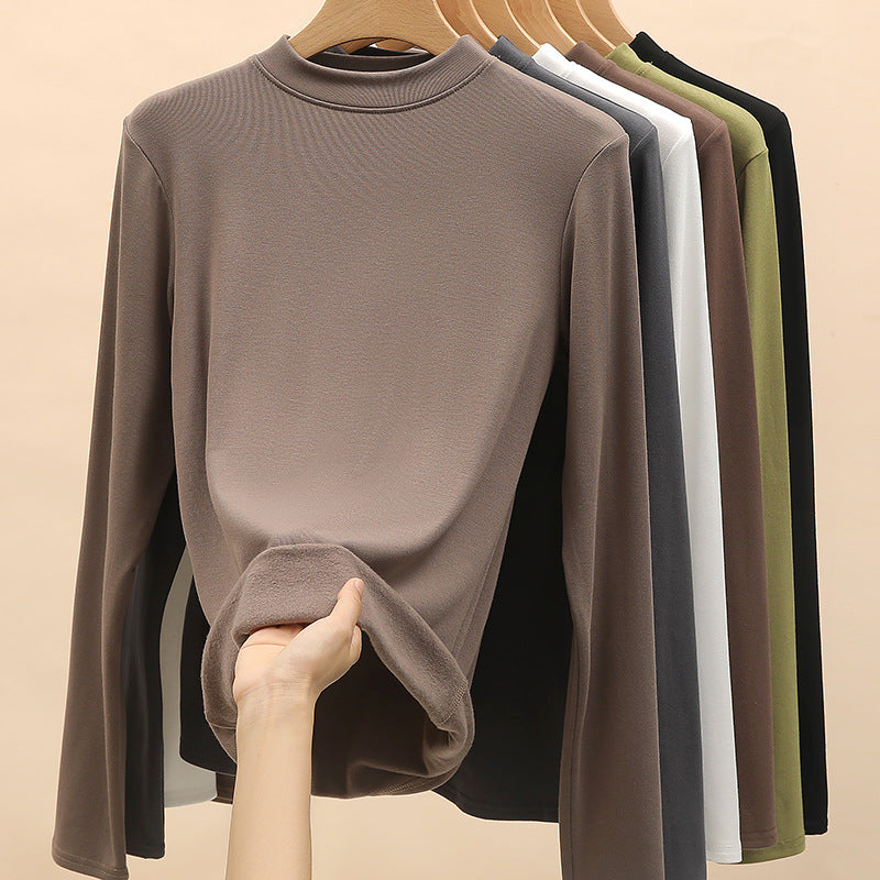 Half high neck slim fit long sleeved top