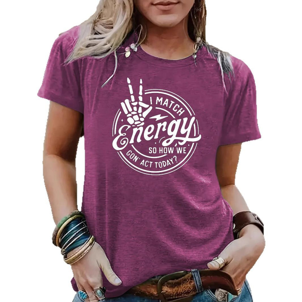 Hollow out hand printed short sleeved shirt