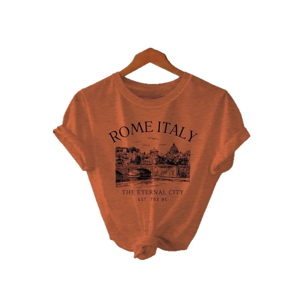 Round neck short sleeved t-shirt ROME city print