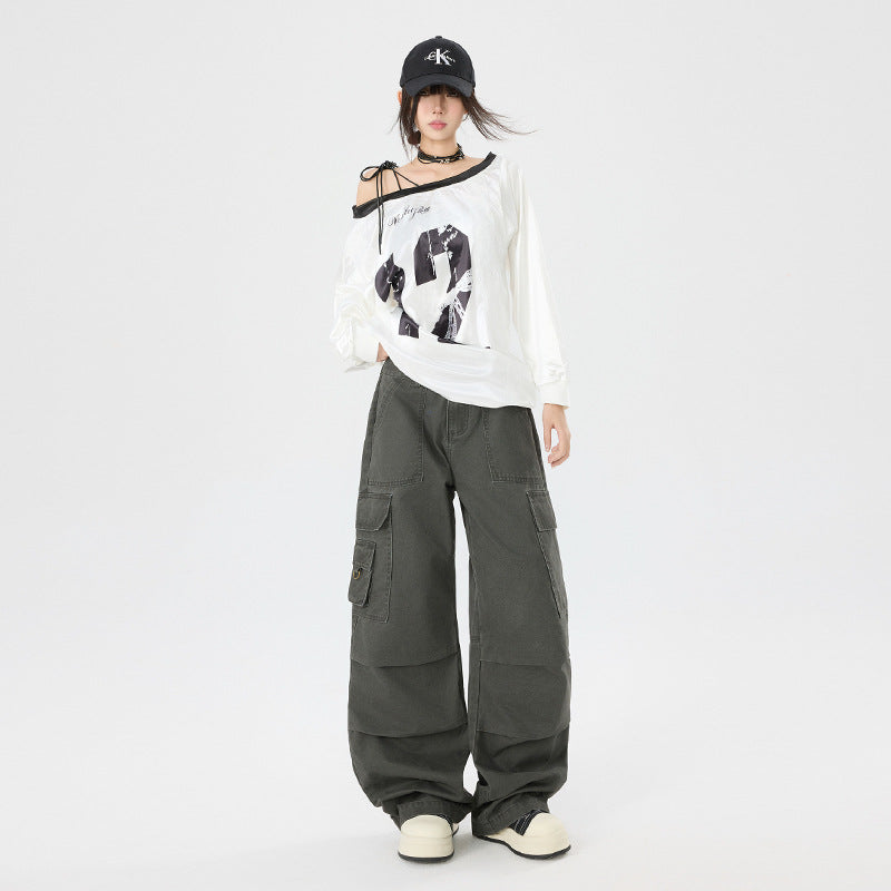 Women's Casual Pants Cleanfit Loose Multi-Pocket Functional Straight Leg Pants
