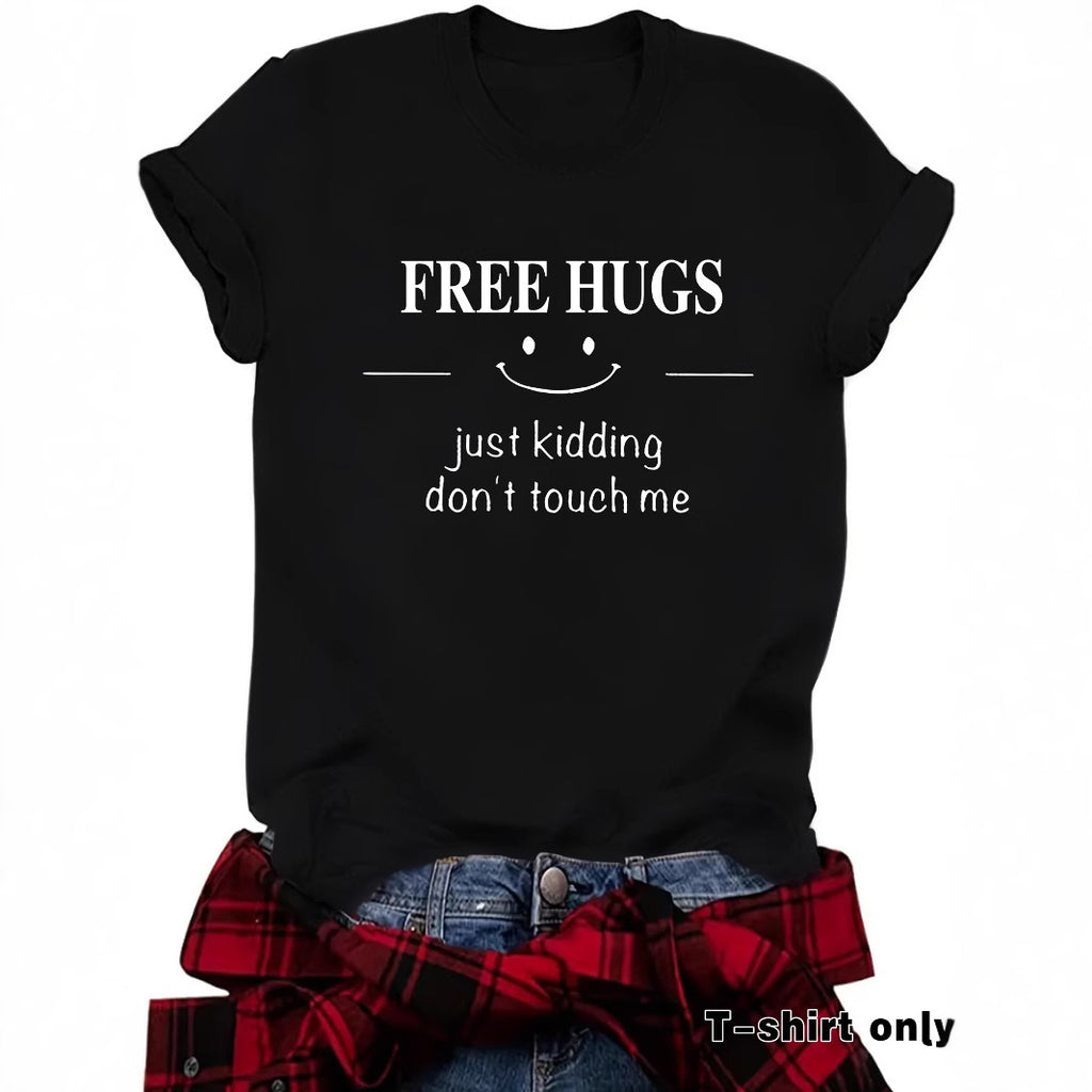 Short sleeved FREE HUGS smiley face pattern