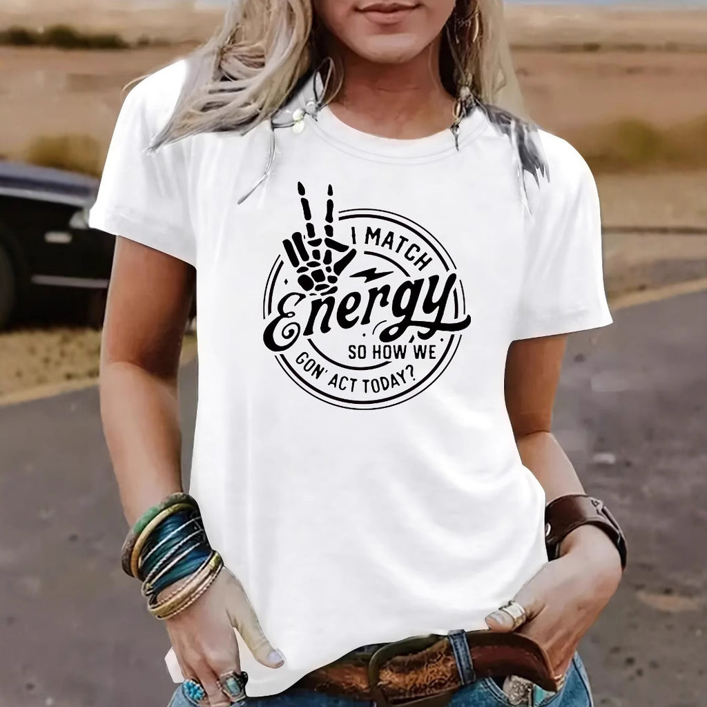 Hollow out hand printed short sleeved shirt