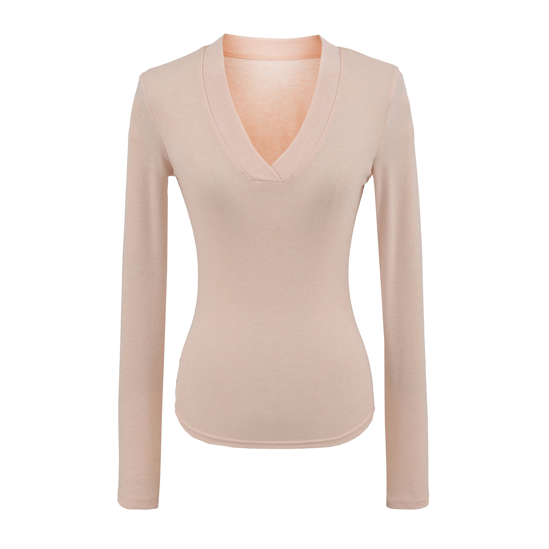 V-neck slim fit long sleeved T-shirt for women