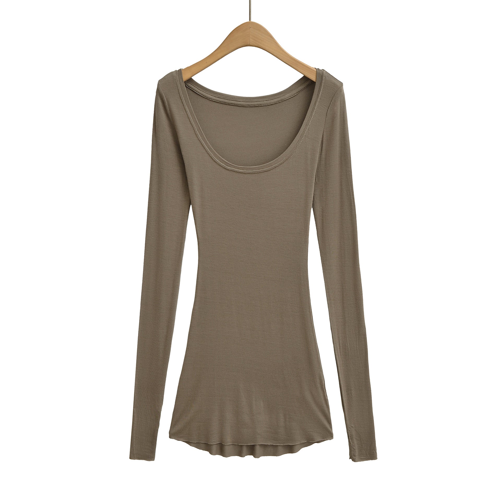 Sexy big neckline long sleeved slim fit base shirt for women's T-shirt