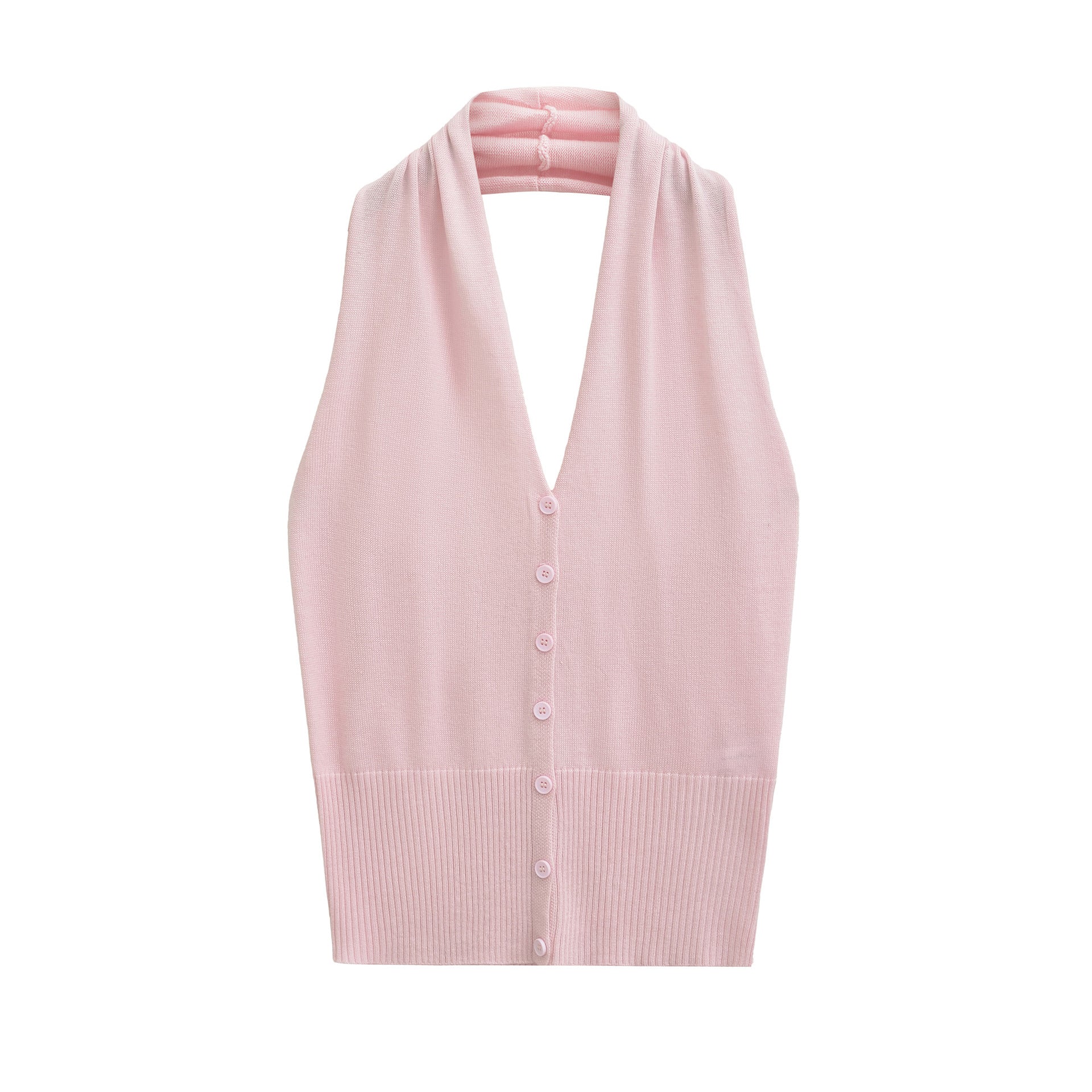 Sleeveless button up neck top