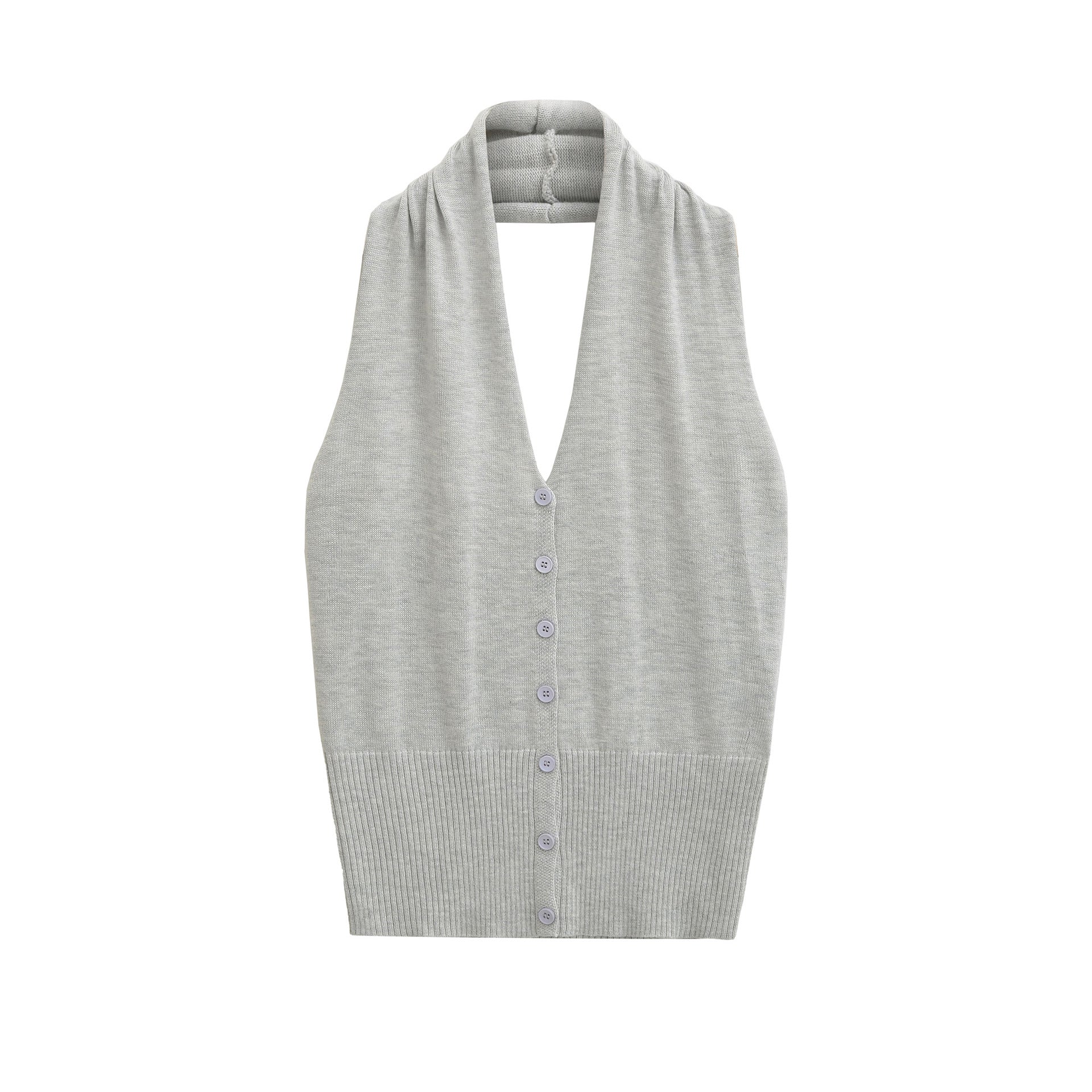 Sleeveless button up neck top