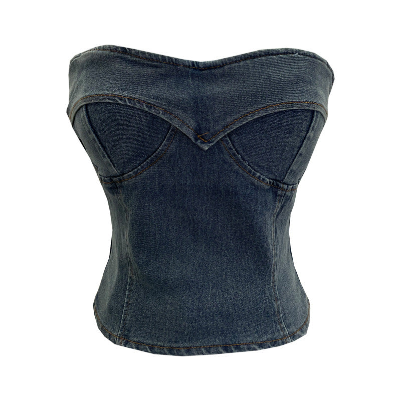 Cowboy strapless sleeveless top