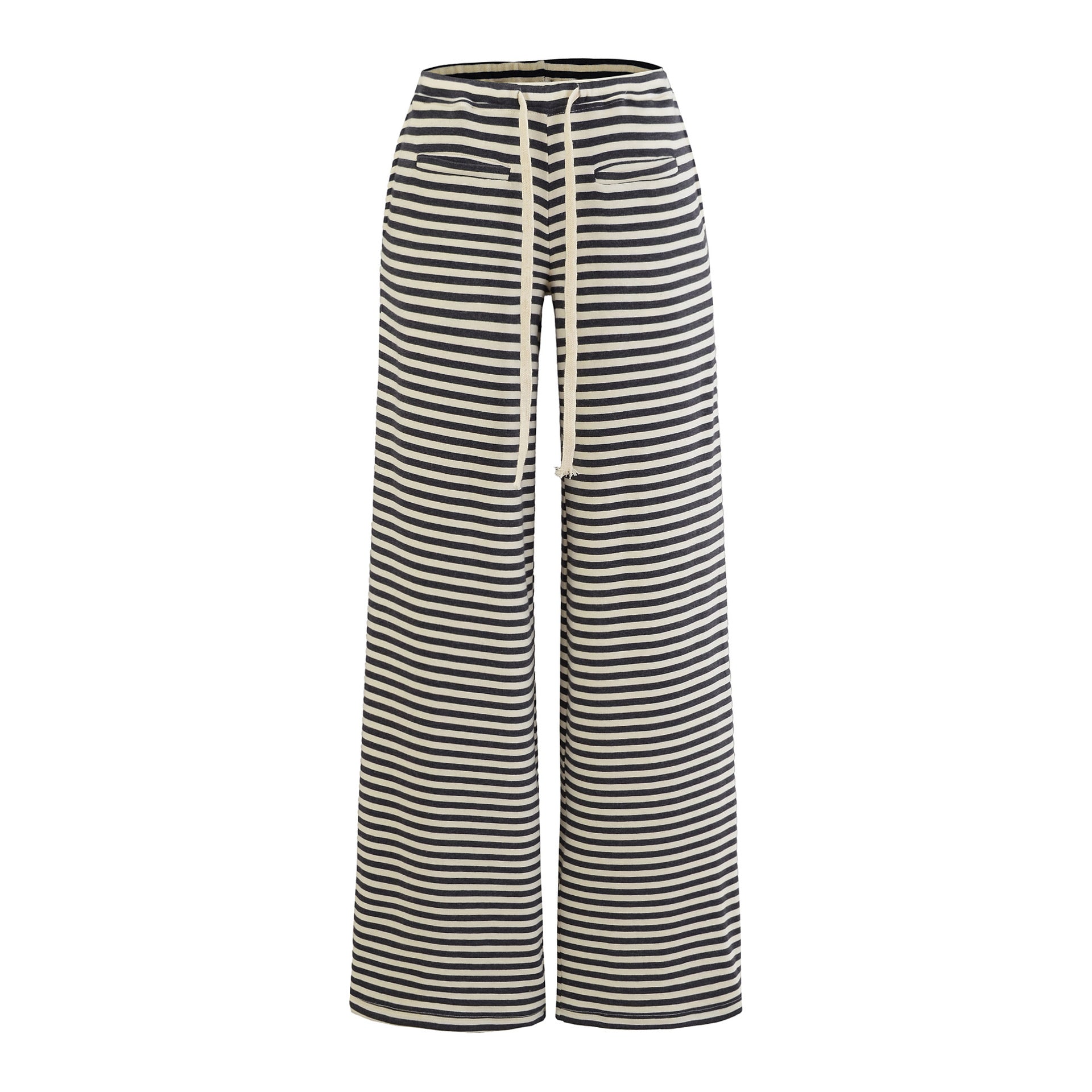 Striped straight leg low waisted pants