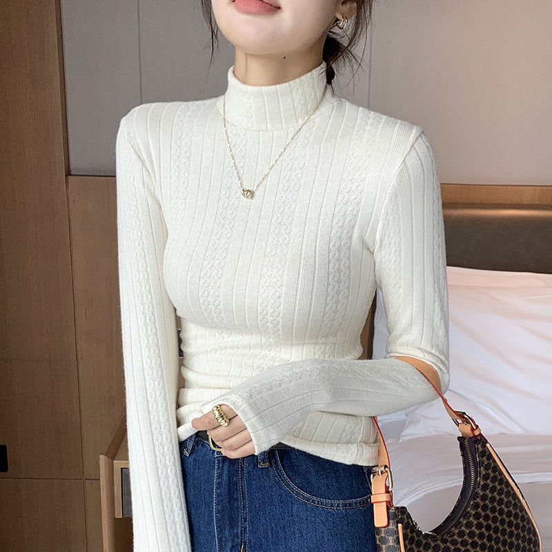 Women's semi high neck slim fit long sleeved top