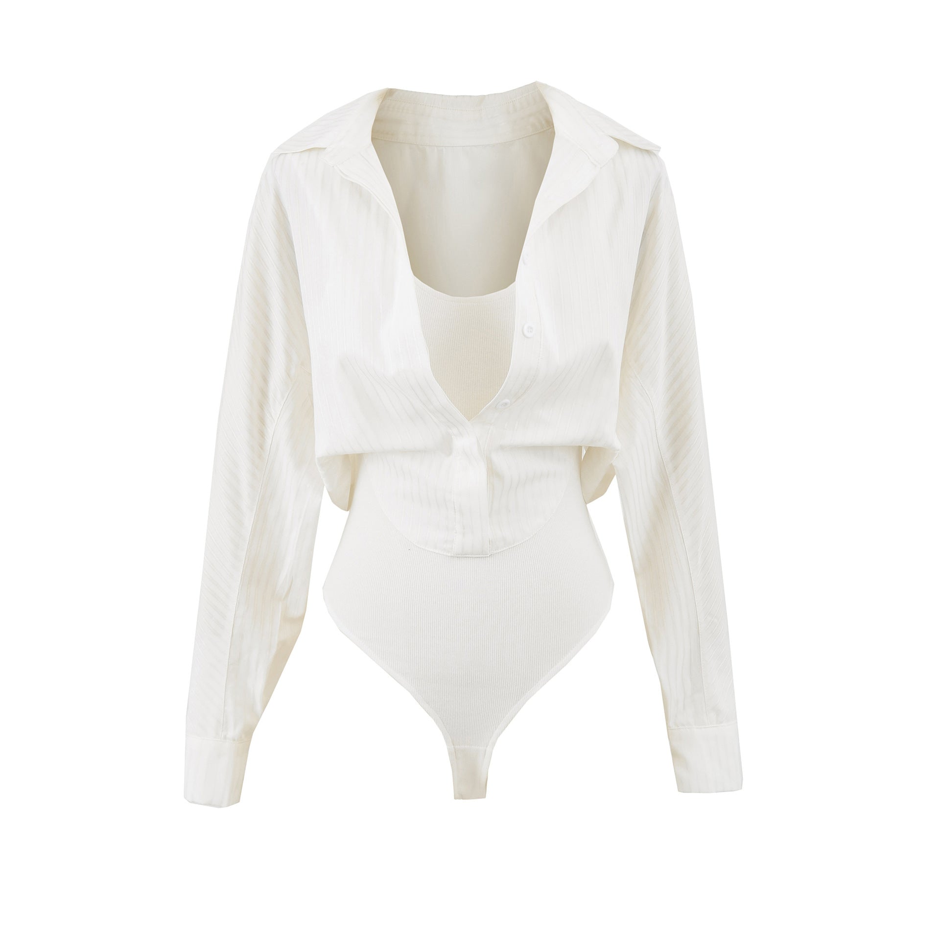 Slim fit waist cinched POLO collar top