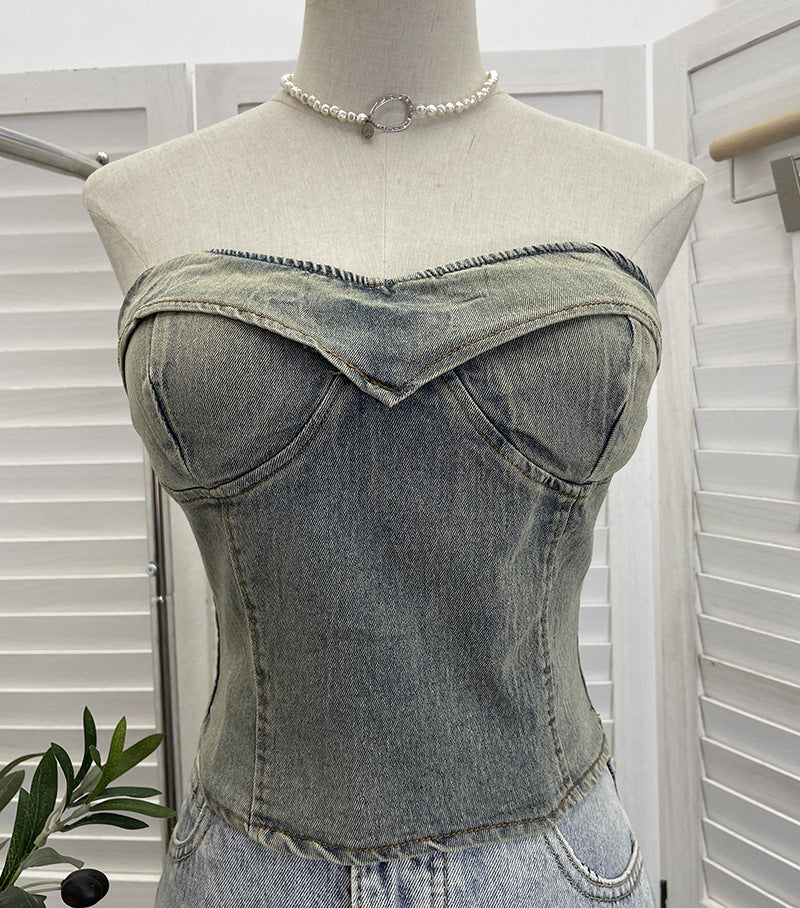 Cowboy strapless sleeveless top
