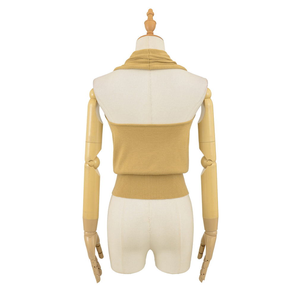 Sleeveless button up neck top
