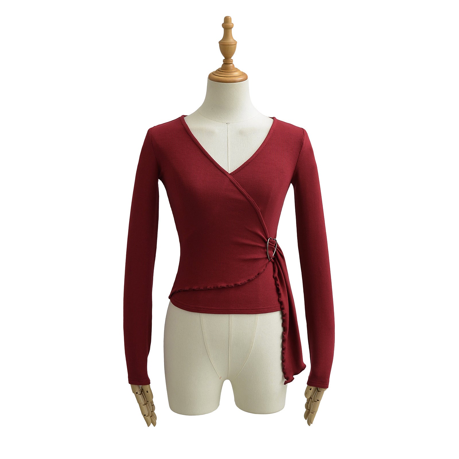 V-neck waist cinched top