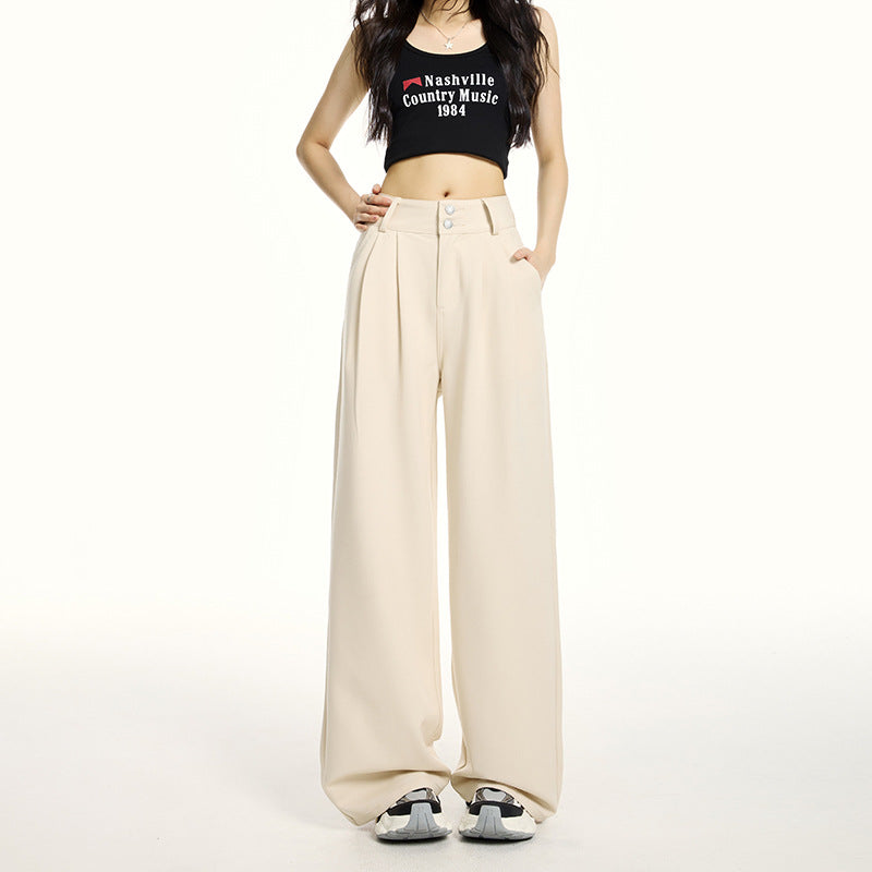Wide-Leg Jeans Summer Lightweight Wrinkle-Resistant Drapey Four-Way Stretch Loose Pleated Straight Pants