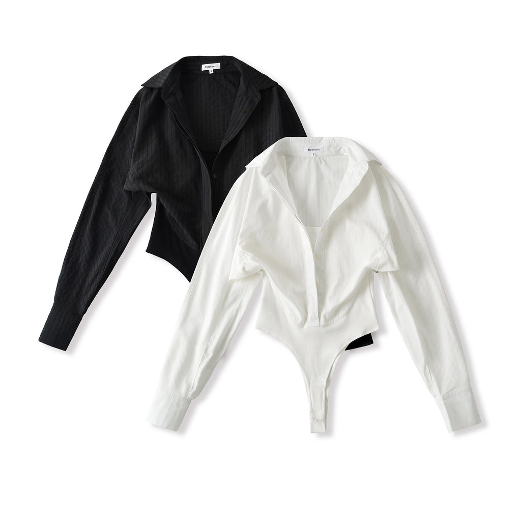 Casual solid color basic style fake two-piece shirt vest jumpsuit