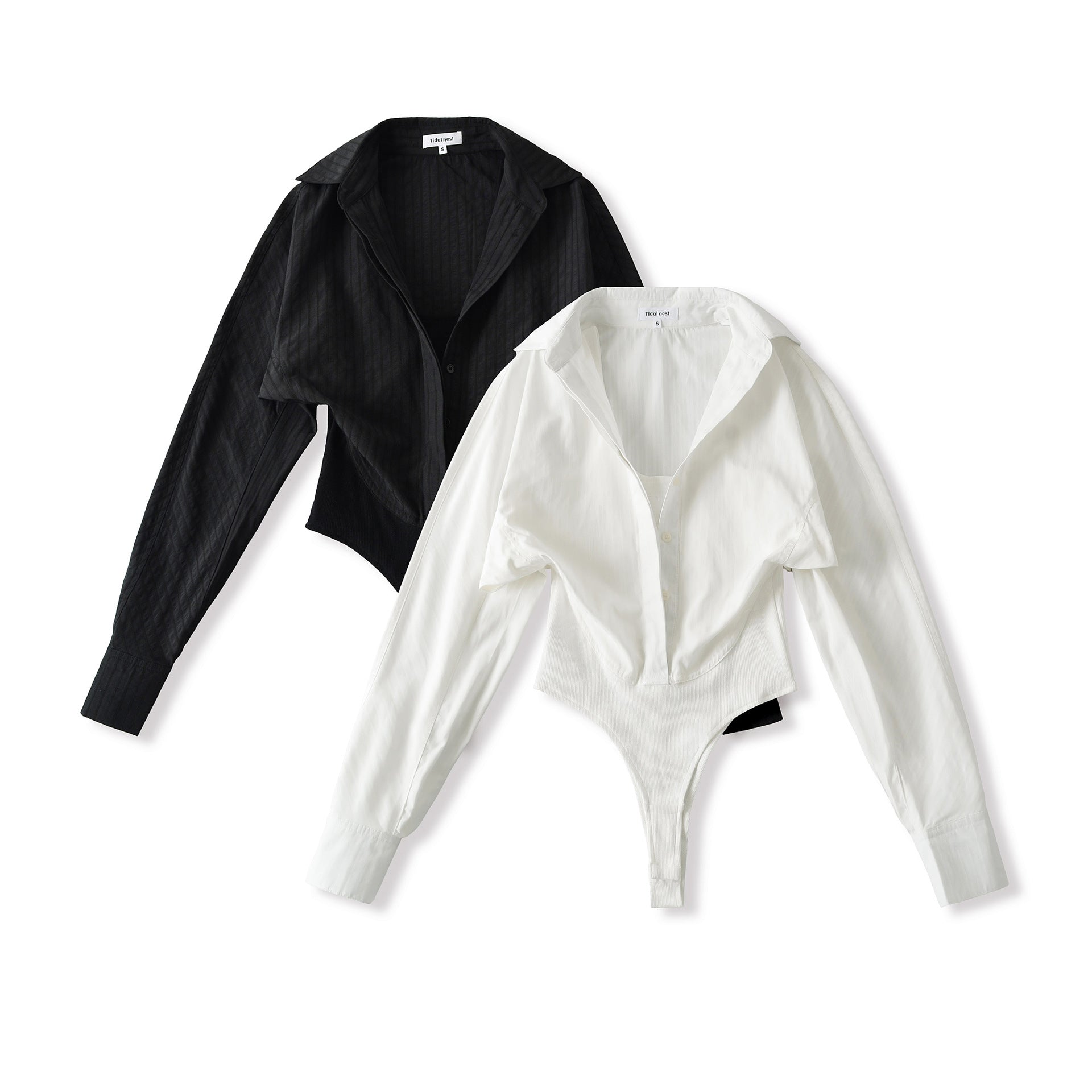 Casual solid color basic style fake two-piece shirt vest jumpsuit