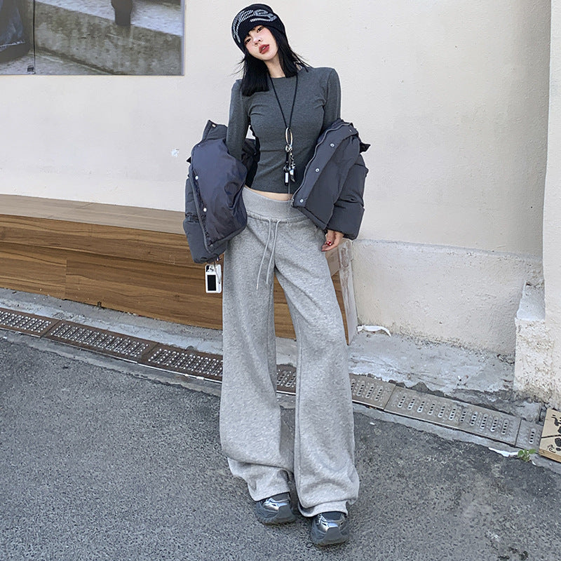 Women's Fleece Casual Pants Warm Sweatpants Loose and Slimming Drape Ankle-Length Trousers