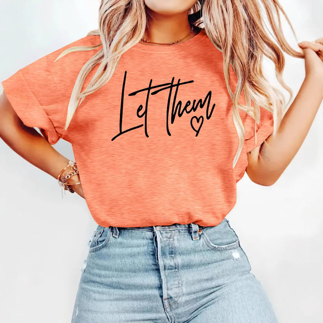 Letterhem pattern printed new short sleeved shirt