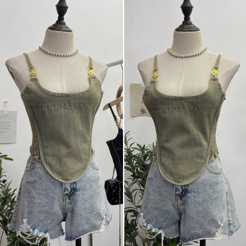 Open back zipper irregular top