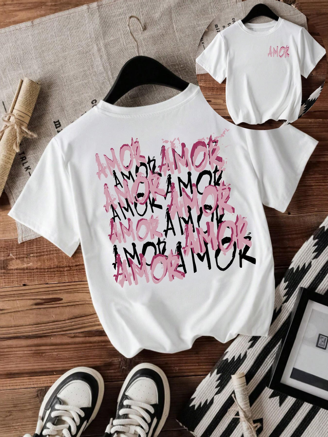 Cool letter printed short sleeved shirt